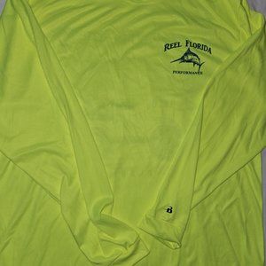 Reel Florida Longboard Surf Club Neon Yellow Long Sleeve Heat Gear Shirt L